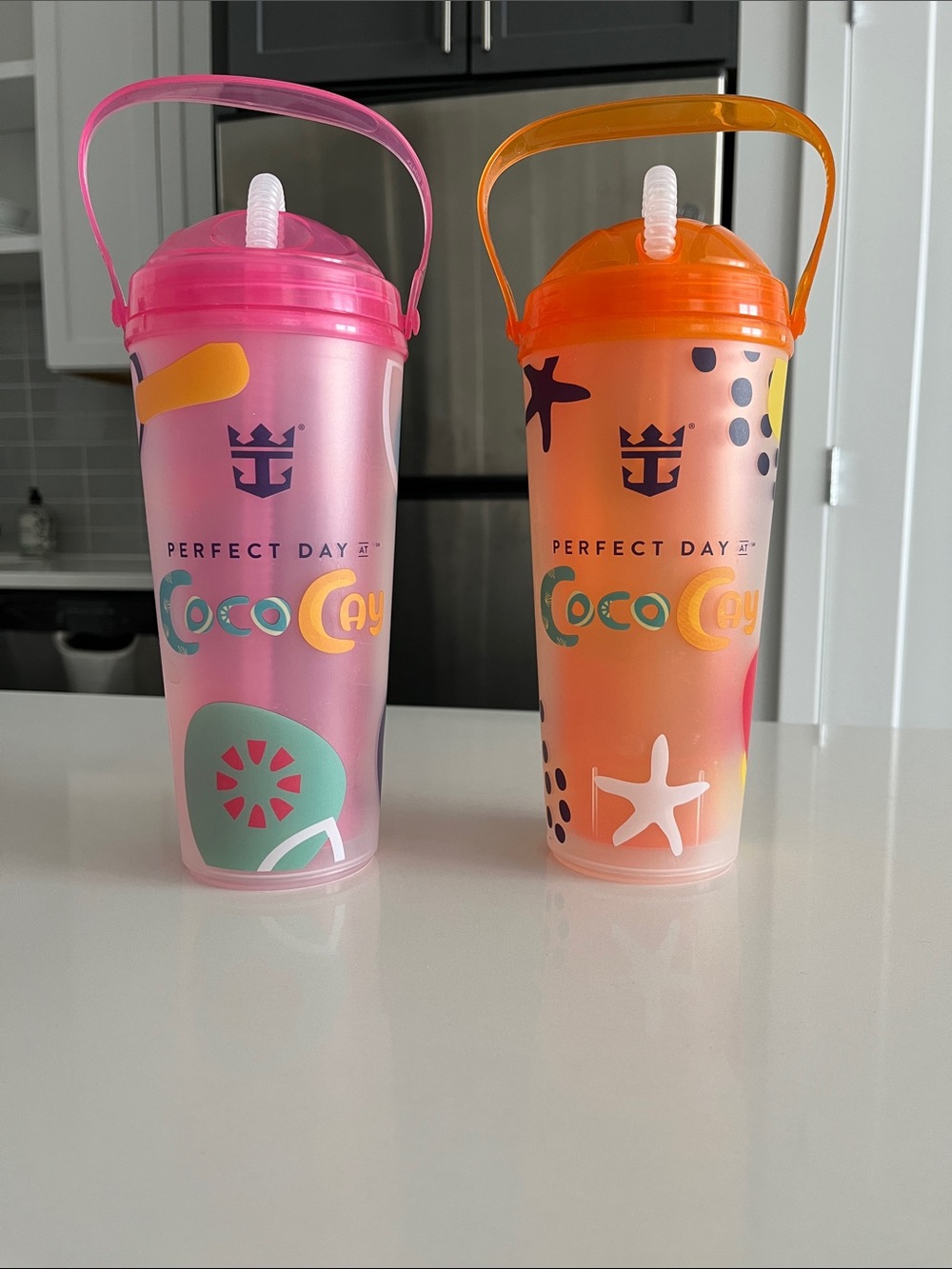 NEW 2 Perfect Day CocoCay Reusable Travel Tumbler - Pink & Orange